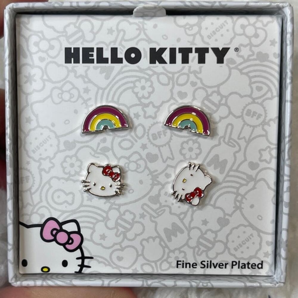 Sanrio Hello Kitty and Friends Rainbow and Face Stud Earring Set NEW 2 Pairs